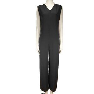 UCHUU Designer Light Contemporary Flowy V-neck Zip Closure Black Jumpsuit sz M